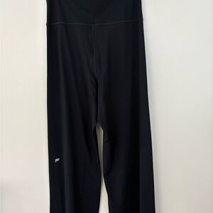 Black High-Waist or Fold-over Wide-Leg Active Pants